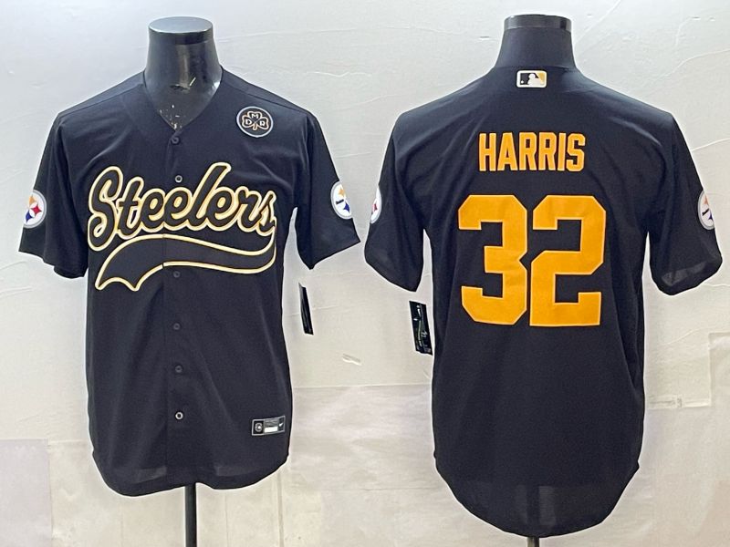 Men 2025 Pittsburgh Steelers #32 Harris black 3th generation Joint Name Nike Limited NFL Jersey style 07
